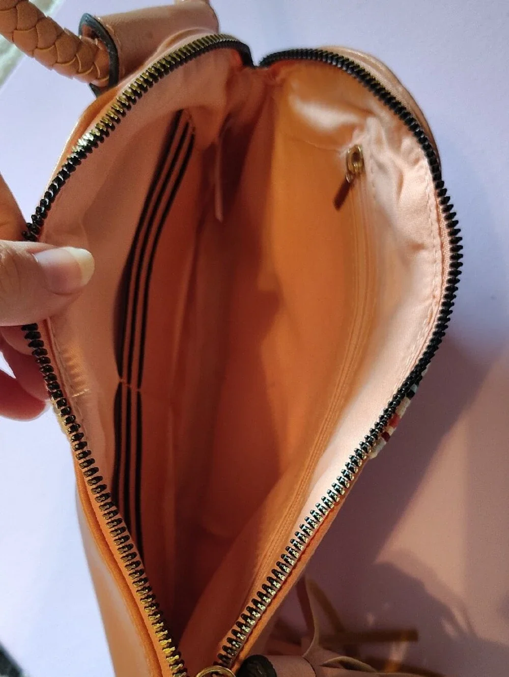 Peachy Tan Leather Wristlet